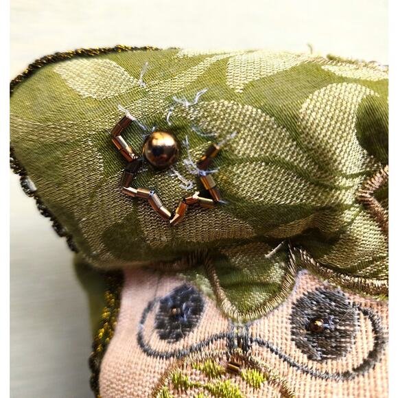 THROW PILLOW-VINTAGE PIER 1-Green-Beaded-Textured-Pillow Inside-16"X12"-Zipper - Picture 15 of 16